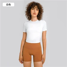 خواتین کا نیا ٹھوس رنگ یوگا تنظیم فیشن اور ورسٹائل آرام دہ اور پرسکون کھیلوں کی مختصر آستین